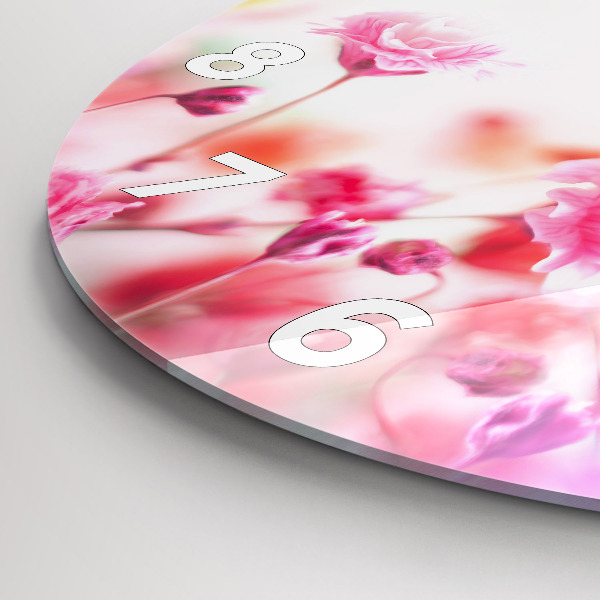 Round glass wall clock Flowers in the meadow