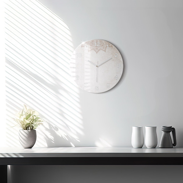 Round glass wall clock Decorative pattern