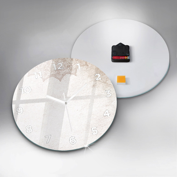 Round glass wall clock Decorative pattern
