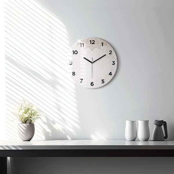 Round glass wall clock Decorative pattern