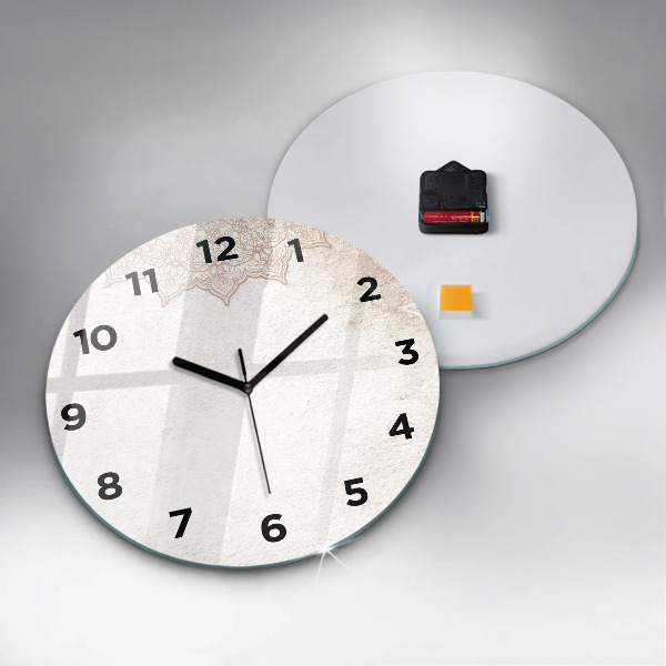 Round glass wall clock Decorative pattern