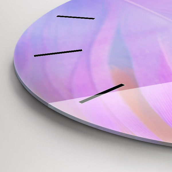 Round glass wall clock Colorful feathers