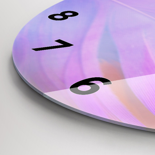 Round glass wall clock Colorful feathers