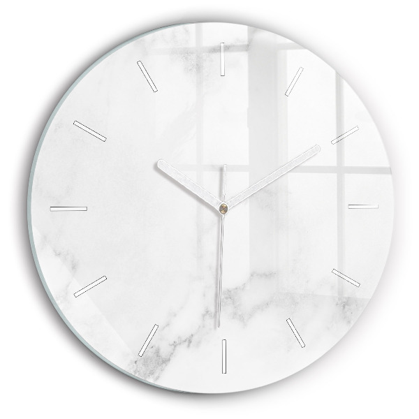 Round glass wall clock Elegant marble