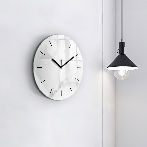 Round glass wall clock Elegant marble