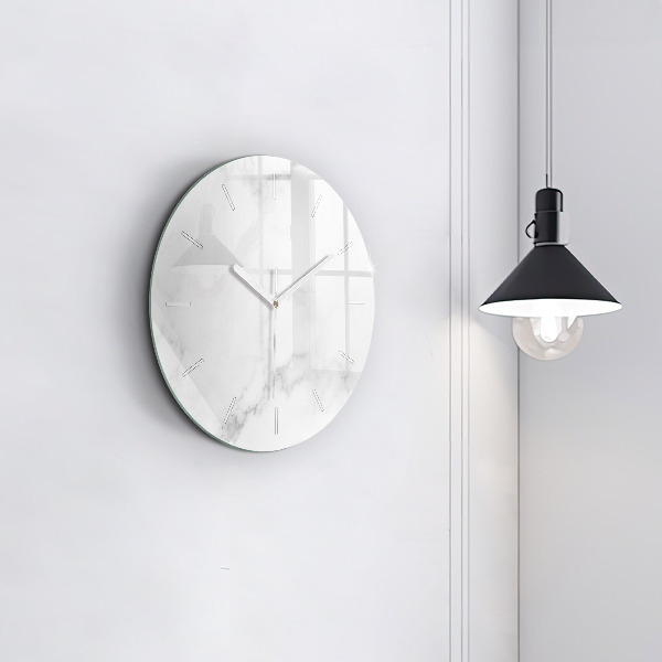Round glass wall clock Elegant marble