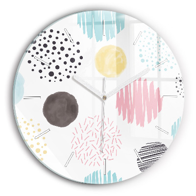 Round glass wall clock Geometric pattern