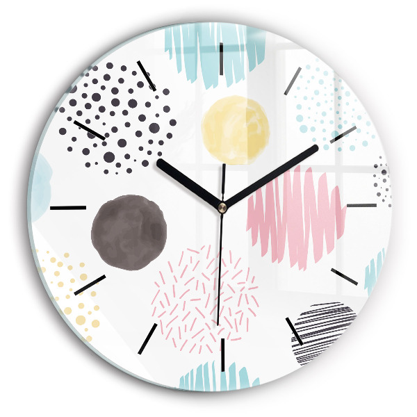 Round glass wall clock Geometric pattern