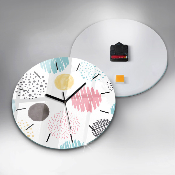 Round glass wall clock Geometric pattern