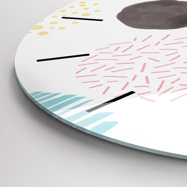 Round glass wall clock Geometric pattern