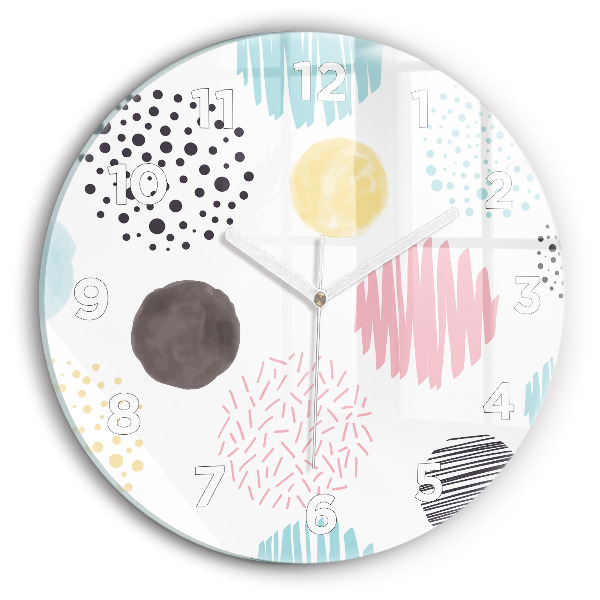 Round glass wall clock Geometric pattern