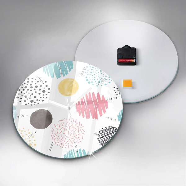 Round glass wall clock Geometric pattern