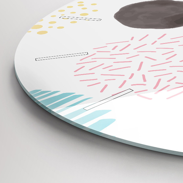 Round glass wall clock Geometric pattern