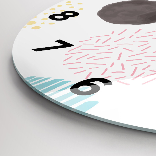 Round glass wall clock Geometric pattern
