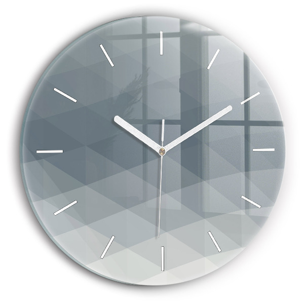 Round glass wall clock Gray abstraction