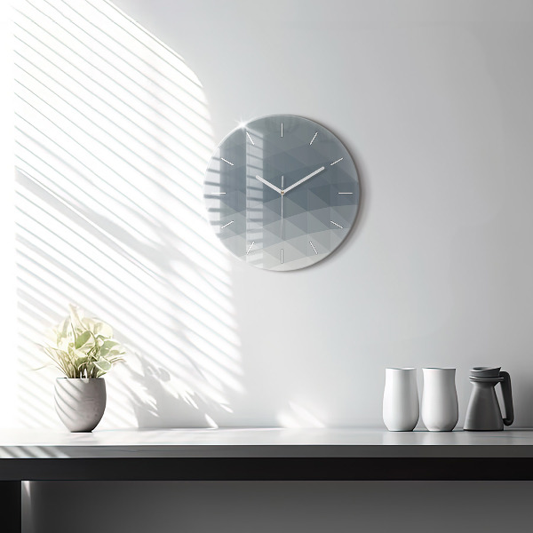 Round glass wall clock Gray abstraction