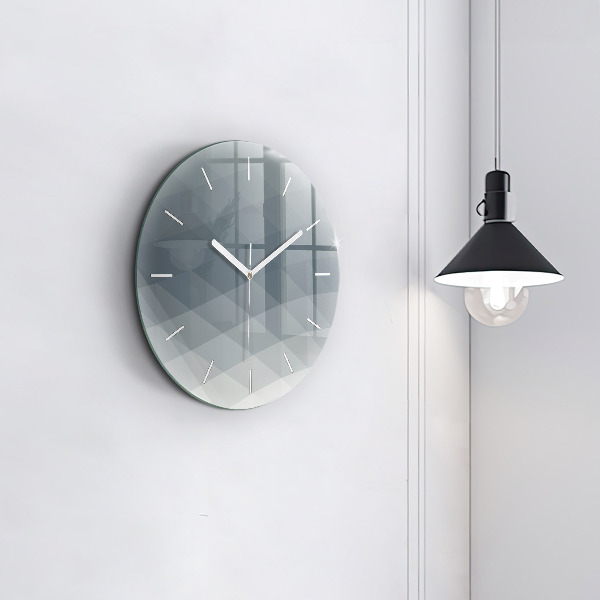 Round glass wall clock Gray abstraction
