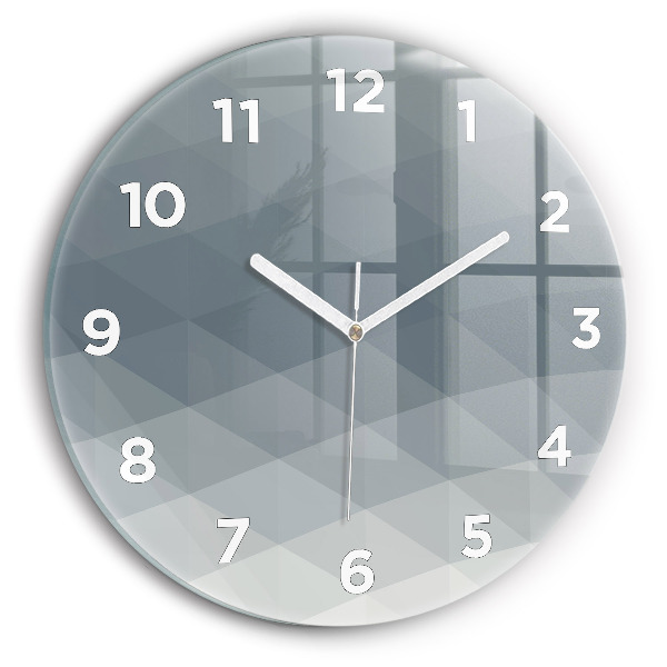 Round glass wall clock Gray abstraction