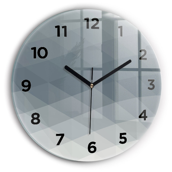 Round glass wall clock Gray abstraction