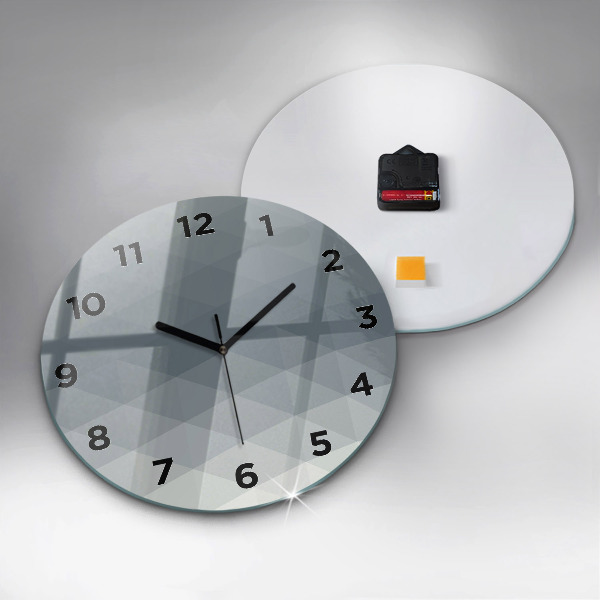 Round glass wall clock Gray abstraction