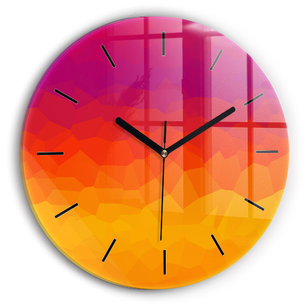 Round glass wall clock Colorful abstraction
