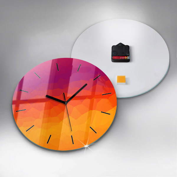Round glass wall clock Colorful abstraction