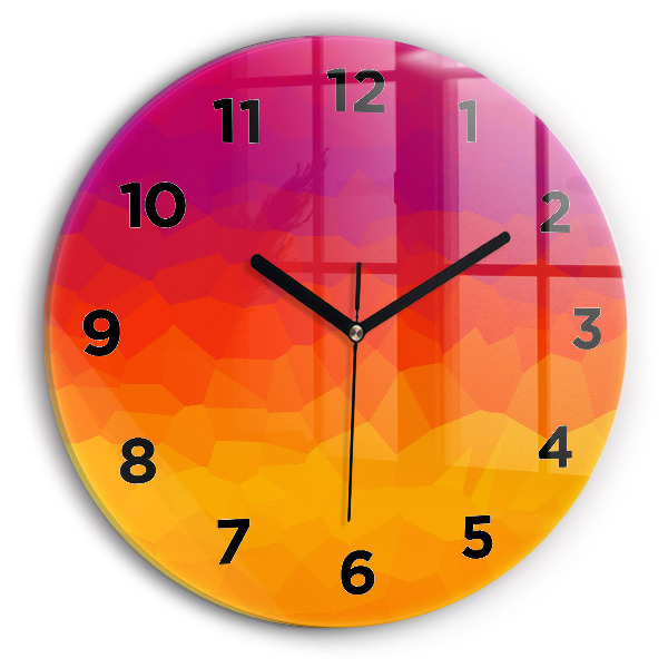 Round glass wall clock Colorful abstraction