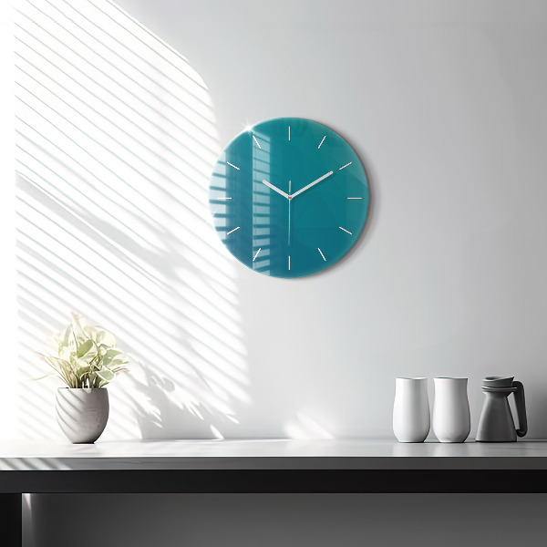 Round glass wall clock Sea abstraction