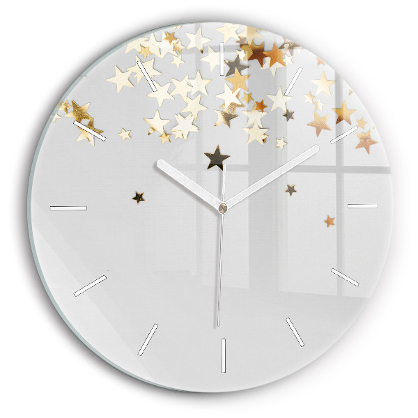 Round glass wall clock Gold stars