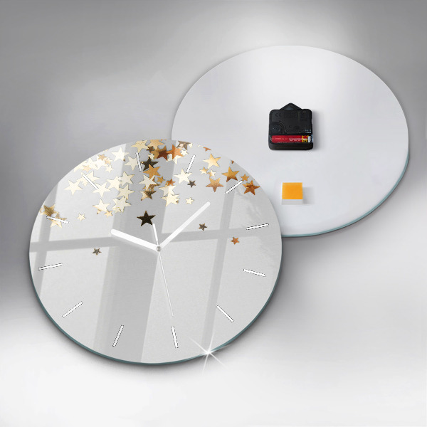 Round glass wall clock Gold stars