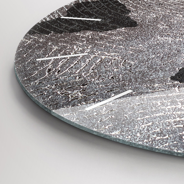 Round glass wall clock World map concrete