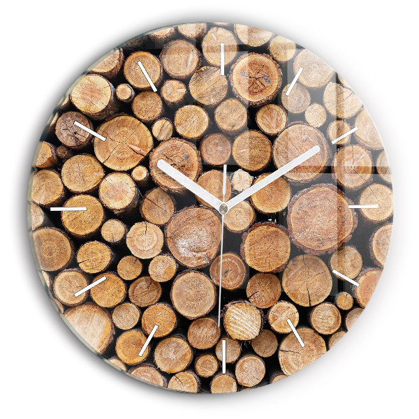 Round glass wall clock Tree rings