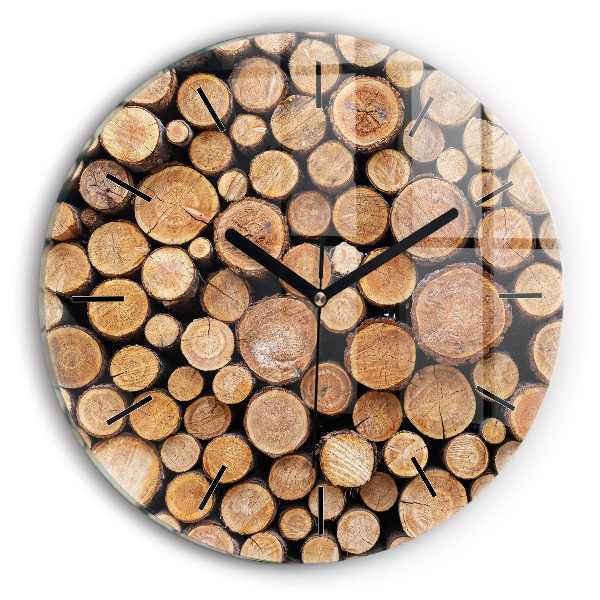 Round glass wall clock Tree rings