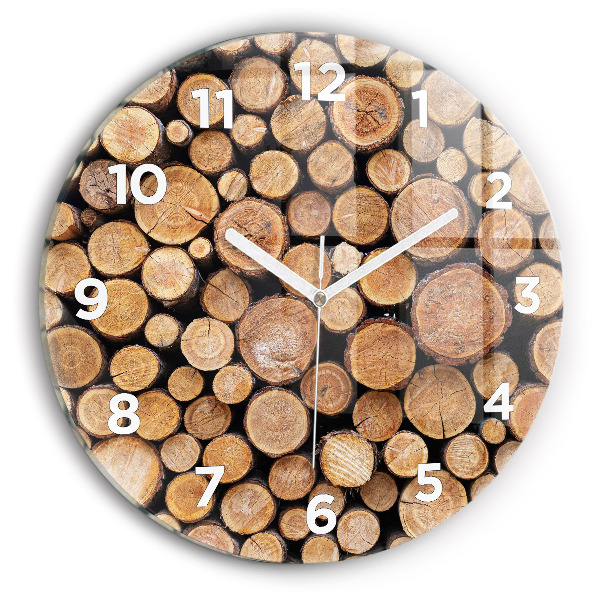 Round glass wall clock Tree rings