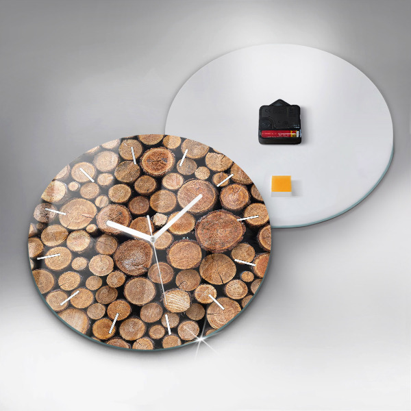 Round glass wall clock Tree rings