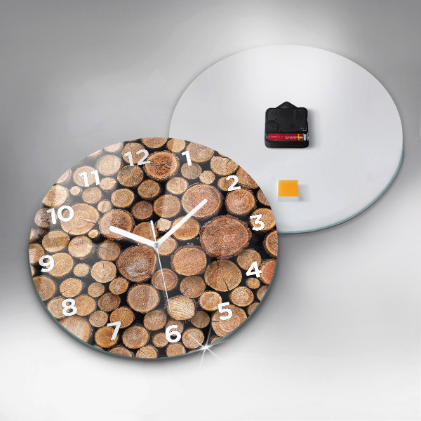 Round glass wall clock Tree rings
