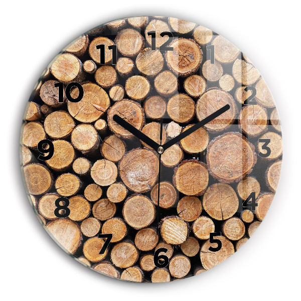 Round glass wall clock Tree rings