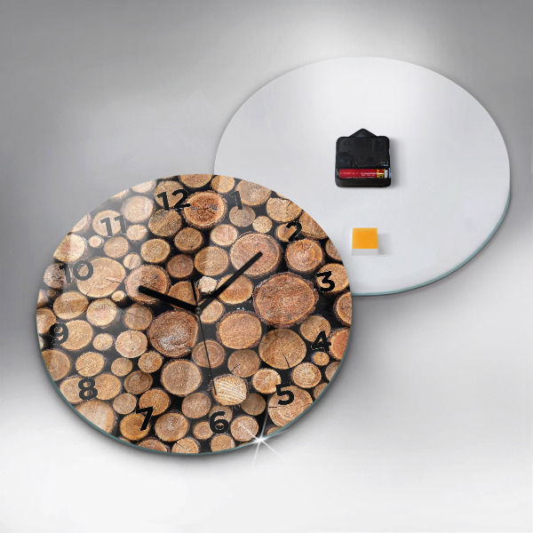 Round glass wall clock Tree rings