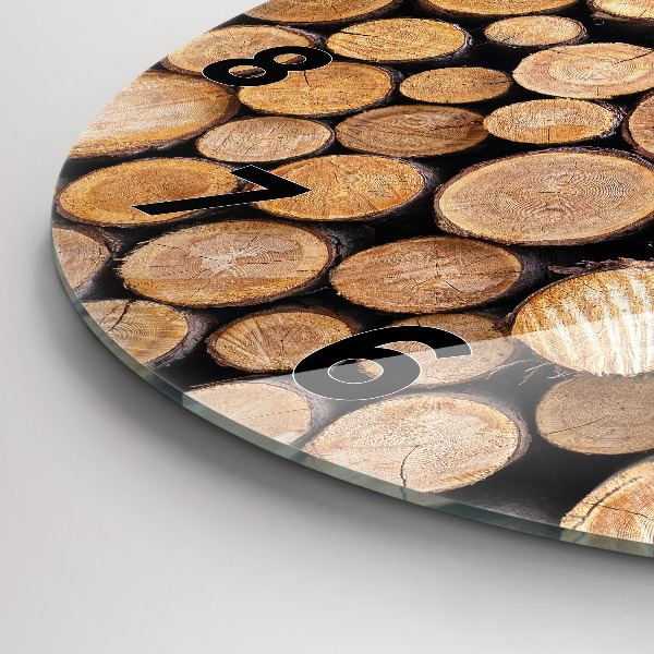 Round glass wall clock Tree rings