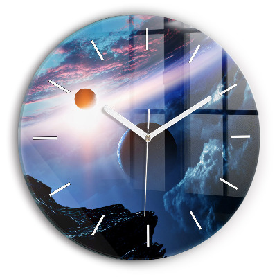 Round glass wall clock Great Galaxy