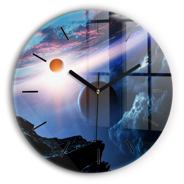 Round glass wall clock Great Galaxy