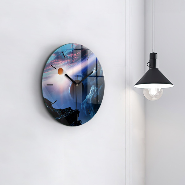 Round glass wall clock Great Galaxy