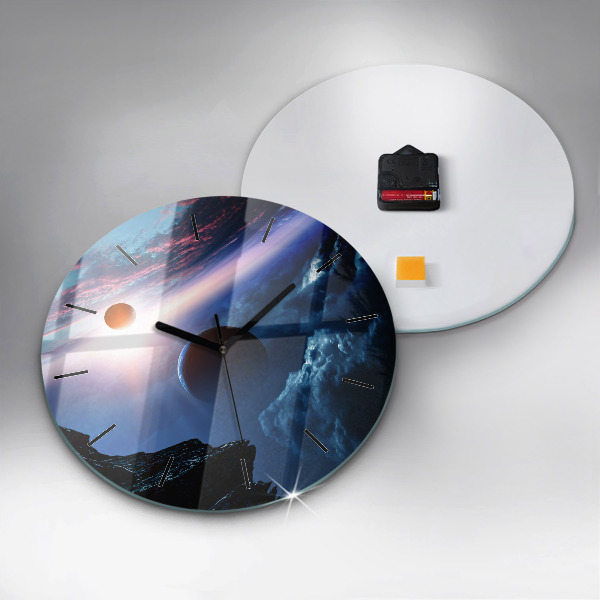 Round glass wall clock Great Galaxy