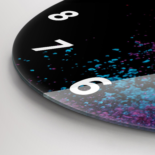 Round glass wall clock Explosion of colors