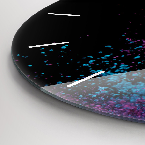 Round glass wall clock Explosion of colors