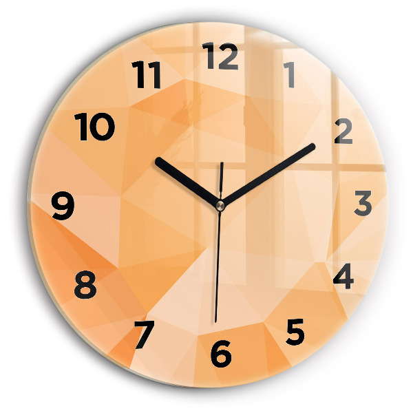Round glass wall clock Abstraction triangles