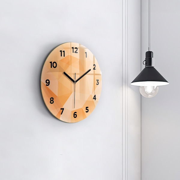 Round glass wall clock Abstraction triangles