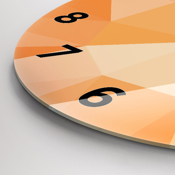 Round glass wall clock Abstraction triangles