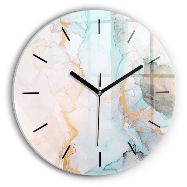 Round glass wall clock Abstract painting