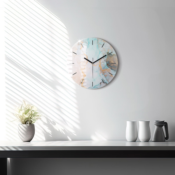 Round glass wall clock Abstract painting